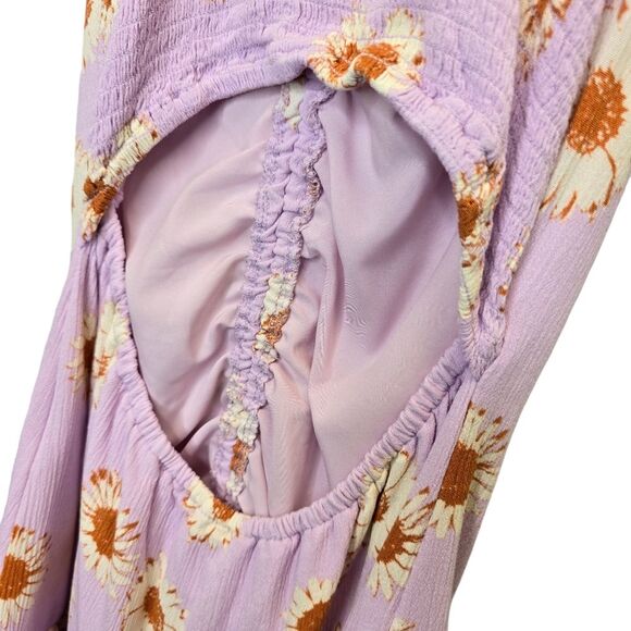 Love Tree Women's Floral Daisy Ruffle Lilac Purple Mini Peplum Dress M - Picture 11 of 16